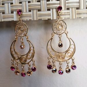 Joan Rivers filigree chandelier earrings
